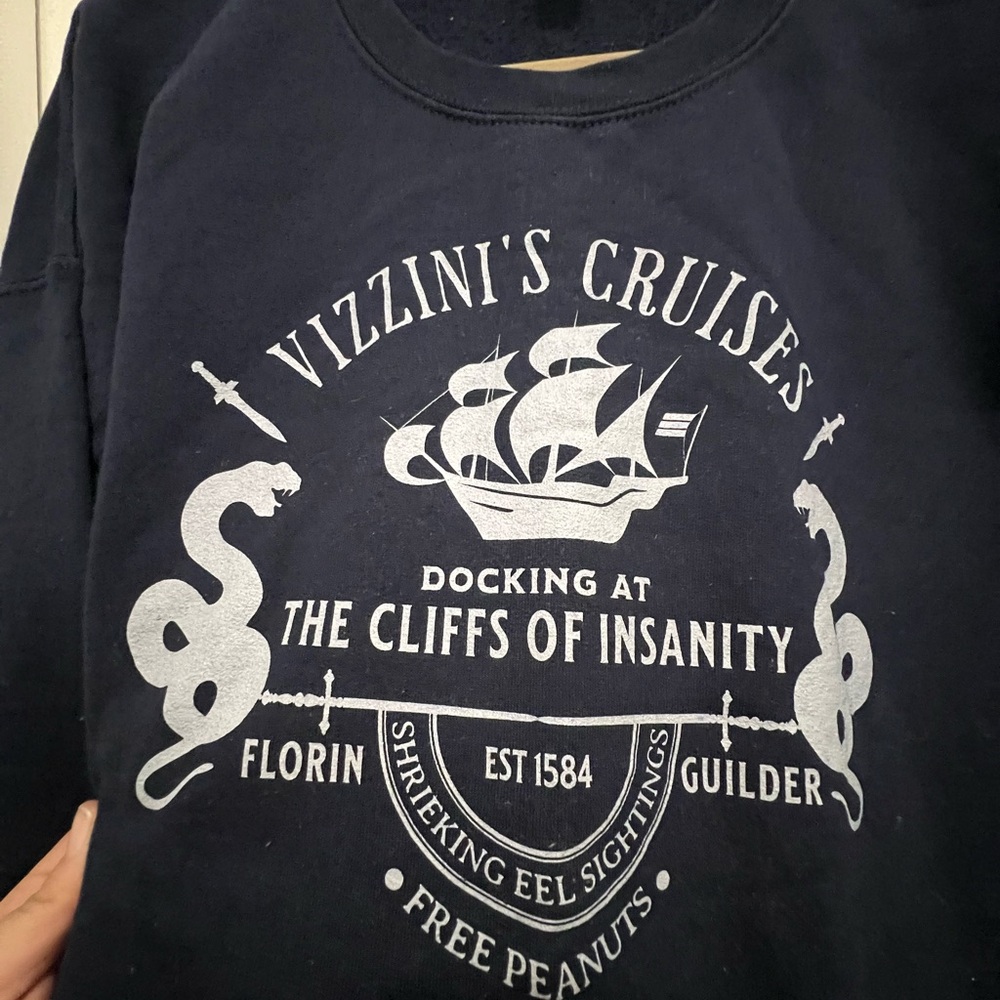 The Princess Bride Cliffs of Insanity Navy Blue Pull Over Sweater